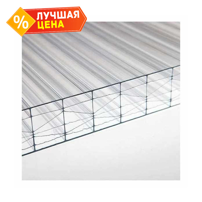 Сотовый поликарбонат 25 мм BORREX прозрачный 2100х6000 мм